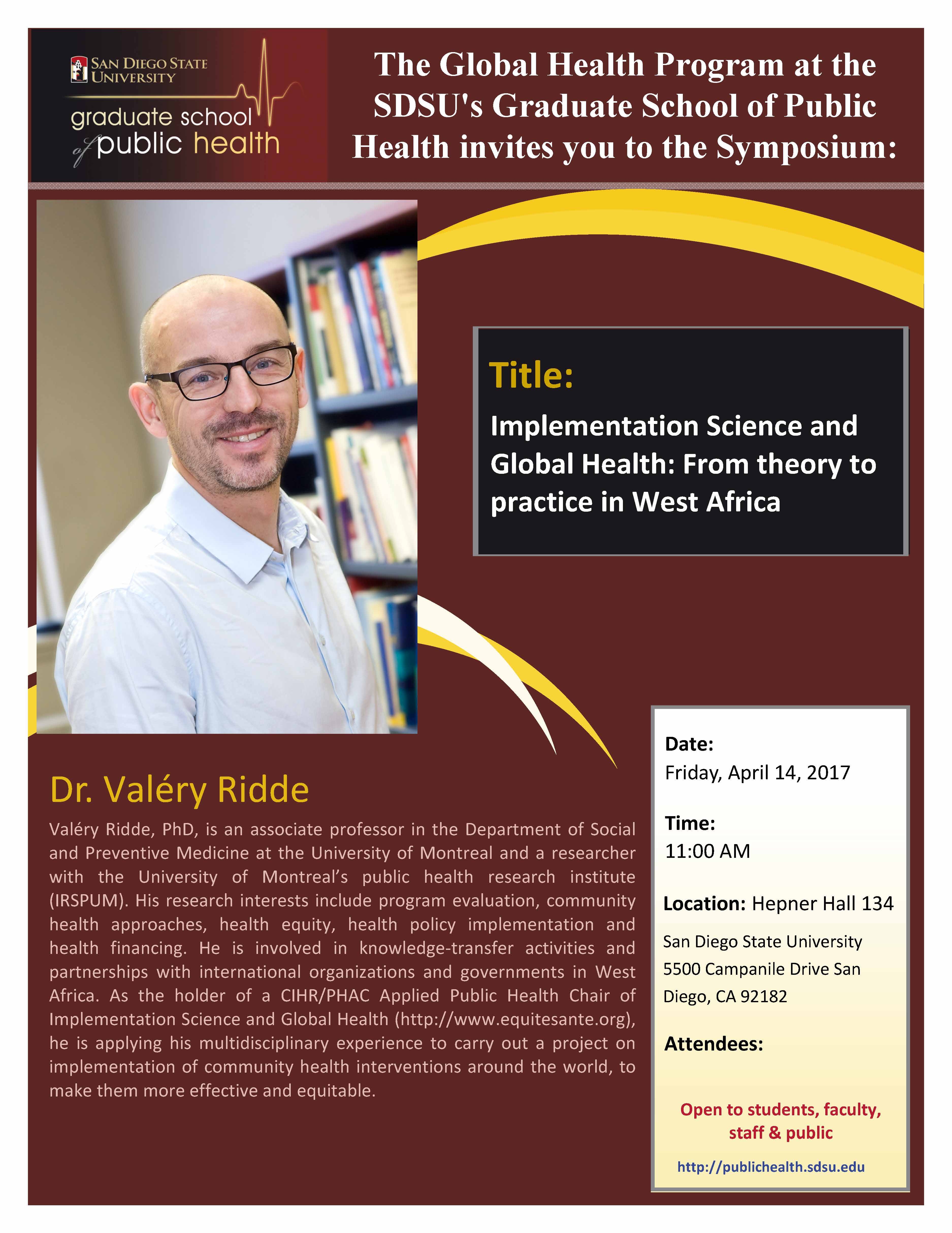  Implementation Science and global health in west africa Symposium April 14 Flyer